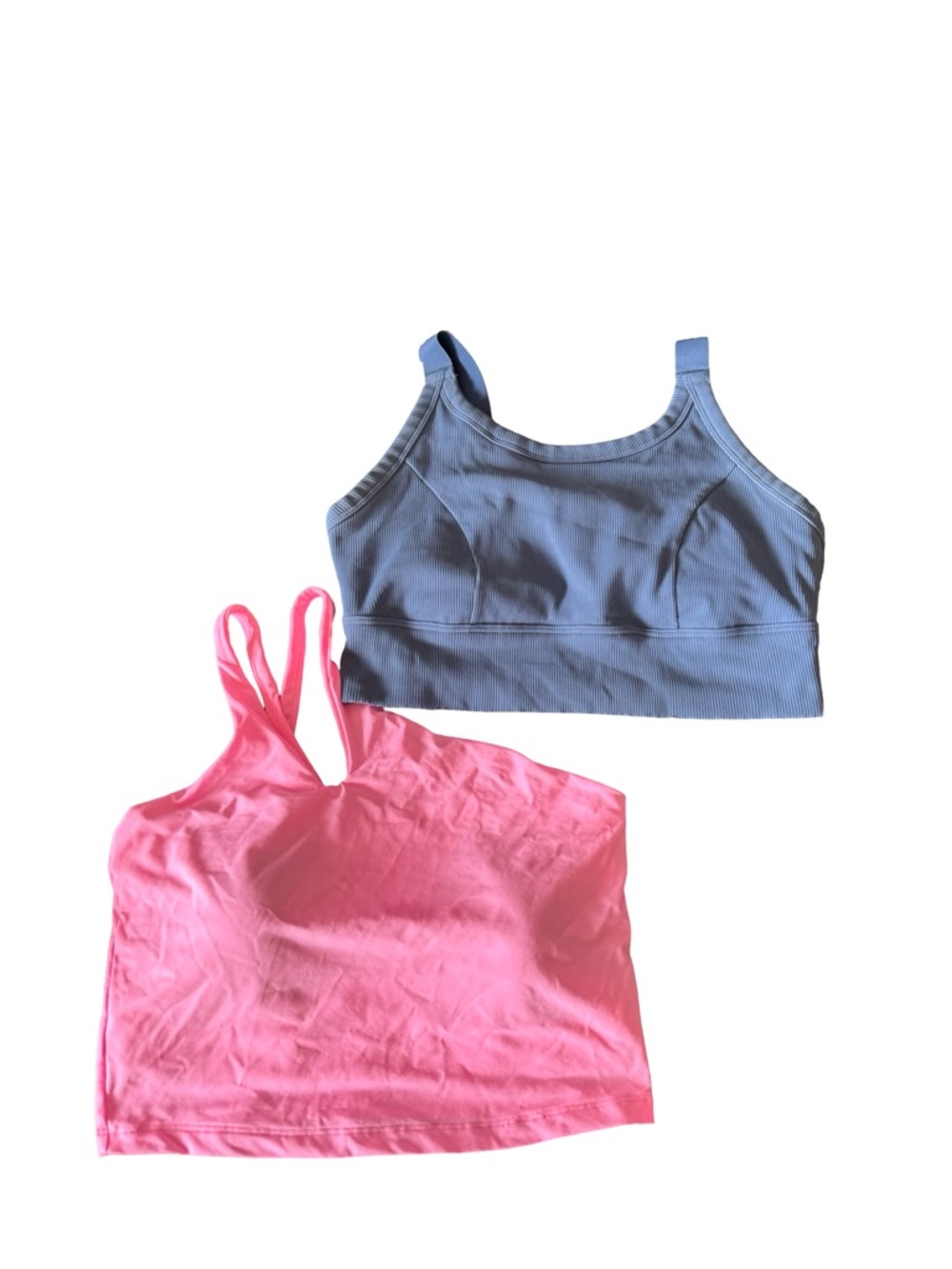Set of 2 Workout Crop Tops • Aerie Ribbed Longline Bra & Strappy Pink Tank Sz XL